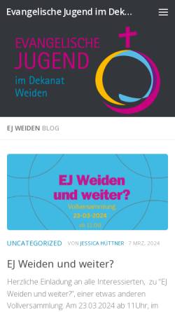 Vorschau der mobilen Webseite www.ej-wen.de, Evangelische Jugend im Dekanatsbezirk Weiden
