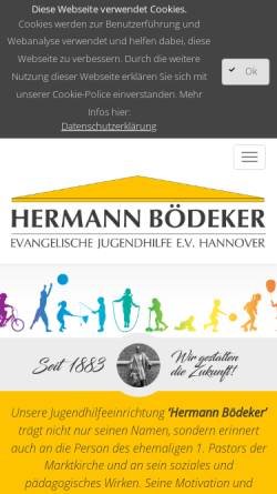 Vorschau der mobilen Webseite www.boedeker-jugendhilfe.org, Evangelische Jugendhilfe Hermann Bödeker