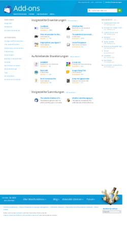 Vorschau der mobilen Webseite addons.mozilla.org, Thunderbird Add-ons