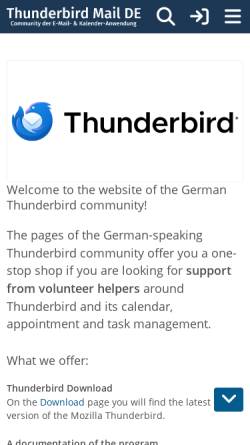 Vorschau der mobilen Webseite www.thunderbird-mail.de, Thunderbird Mail DE