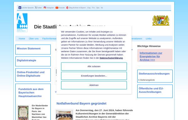 Vorschau von www.gda.bayern.de, Die staatlichen Archive in Bayern