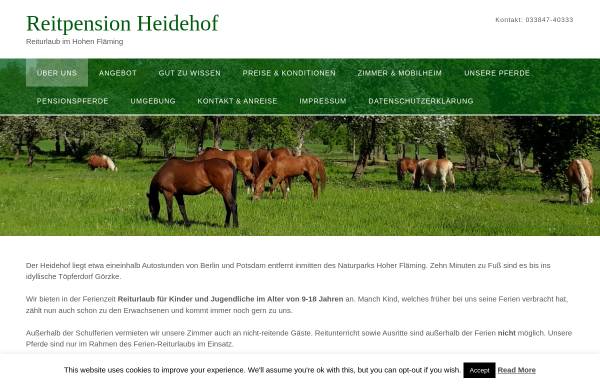 Vorschau von www.reitpension-heidehof.de, Reitpension Heidehof