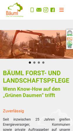 Vorschau der mobilen Webseite www.bernhard-baeuml.de, Forst- und Landschaftspflege Bernhard Bäuml GmbH