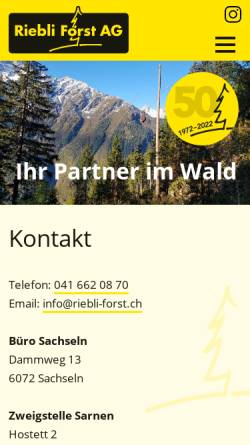 Vorschau der mobilen Webseite www.riebli-forst.ch, Th. Riebli Forstunternehmung