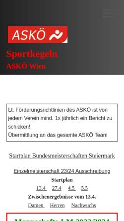 Vorschau der mobilen Webseite www.askoe-sportkegeln.at, ASKÖ Wien Sportkegeln