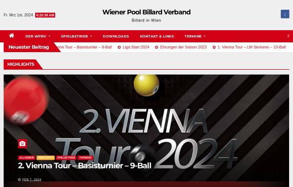 Vorschau von www.wbsv.at, Wiener Billard Sport Verband Sektion Pool Billard