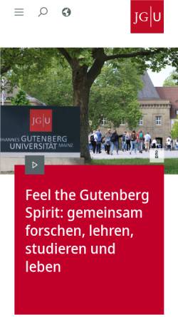 Vorschau der mobilen Webseite www.uni-mainz.de, Johannes Gutenberg-Universität Mainz