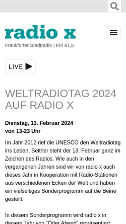 Vorschau der mobilen Webseite www.radiox.de, Radio X