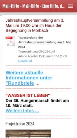 Vorschau der mobilen Webseite www.mali-hilfe.de, MALI-HILFE e.V.