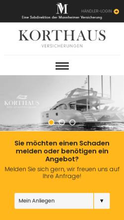 Vorschau der mobilen Webseite korthaus-versicherungen.de, Subdirektion Uwe Korthaus