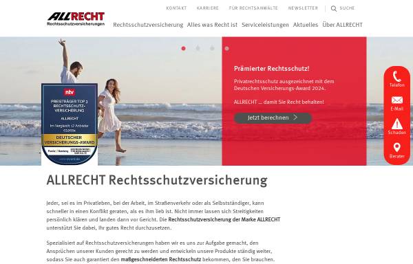 Vorschau von www.allrecht.de, Allrecht Rechtsschutzversicherung AG