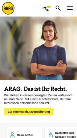 Vorschau der mobilen Webseite www.arag.de, ARAG Versicherungsgruppe