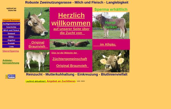 Vorschau von www.originalbraunvieh.de, Braunvieh-Zucht im Allgäu