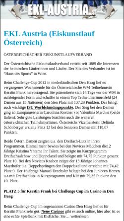 Vorschau der mobilen Webseite www.ekl-austria.at, Österreichischer Eiskunstlaufverband EKL