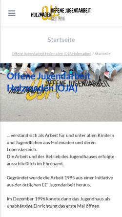 Vorschau der mobilen Webseite www.oja-holzmaden.de, Offene Jugendarbeit Holzmaden
