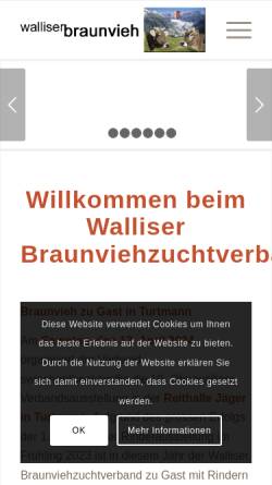 Vorschau der mobilen Webseite walliserbraunvieh.ch, Walliser Braunviehzuchtverband