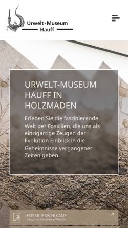 Vorschau der mobilen Webseite www.urweltmuseum.de, Urweltmuseum Hauff