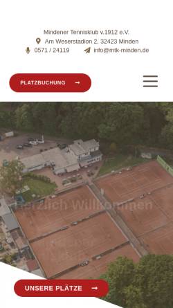 Vorschau der mobilen Webseite www.mtk1912.de, Mindener Tennisklub von 1912 e.V.