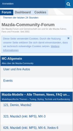 Vorschau der mobilen Webseite www.mazda-community.de, Mazda Community