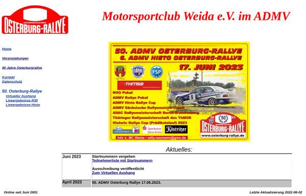 Vorschau von www.osterburg-rallye.de, Motorsportclub Weida e.V.