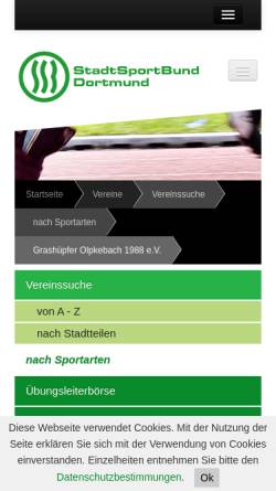 Vorschau der mobilen Webseite www.ssb-do.de, Grashüpfer Olpkebach 1988 e.V.