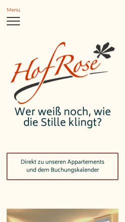 Vorschau der mobilen Webseite www.hofrose.de, Hof Rose, Meierhof Altenmedingen