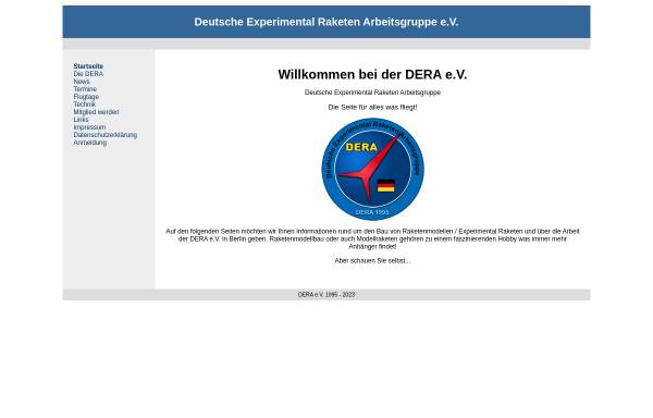 Vorschau von www.dera.de, Deutsche Experimental Raketen Arbeitsgruppe