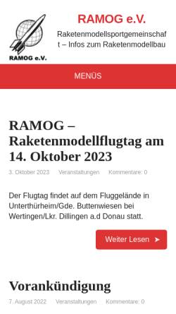Vorschau der mobilen Webseite www.ramog.de, Raketenmodellsportgemeinschaft (Ramog) e.V.