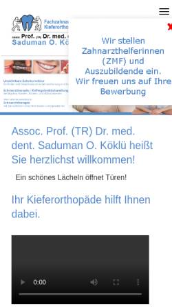 Vorschau der mobilen Webseite www.drkoeklue.de, Dr. med. dent. Saduman Köklü