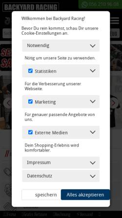 Vorschau der mobilen Webseite www.backyard-racing.ch, Backyard Racing