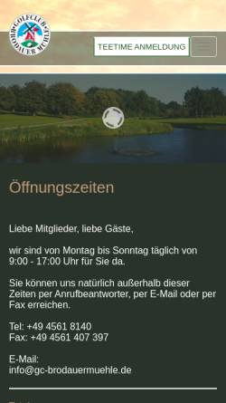 Vorschau der mobilen Webseite www.gc-brodauermuehle.de, Golfclub Brodauer Mühle