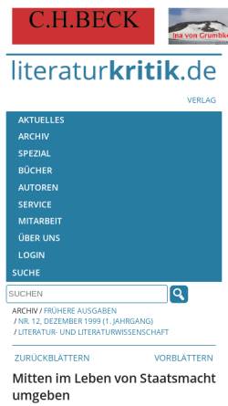 Vorschau der mobilen Webseite www.literaturkritik.de, Thomas Brussig: Am kürzeren Ende der Sonnenallee