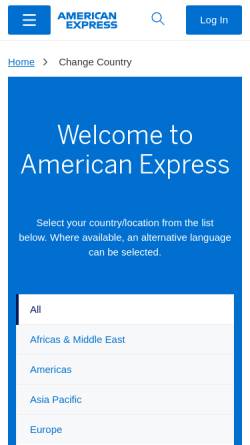 Vorschau der mobilen Webseite www.americanexpress.com, American Express International, Inc.
