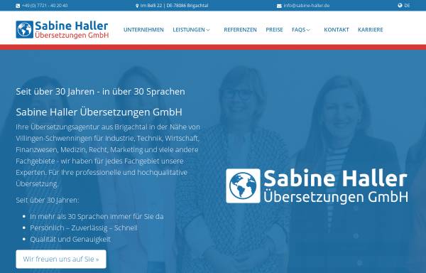 Vorschau von www.sabine-haller.de, Übersetzungsbüro Sabine Haller
