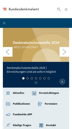 Vorschau der mobilen Webseite www.bda.at, Bundesdenkmalamt Österreich (BDA)
