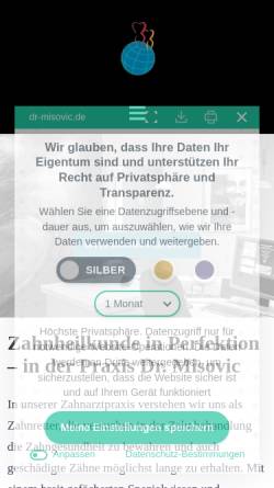 Vorschau der mobilen Webseite dr-misovic.de, Dr. med. dent. V. Misovic jun.