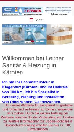 Vorschau der mobilen Webseite www.leitner-heizungen.com, Kärntner Installateur - Leitner Sanitär und Heizung in Klagenfurt