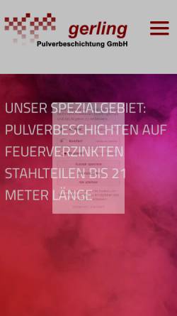 Vorschau der mobilen Webseite www.gerling-pulverbeschichtung.de, Gerling Pulverbeschichtung GmbH