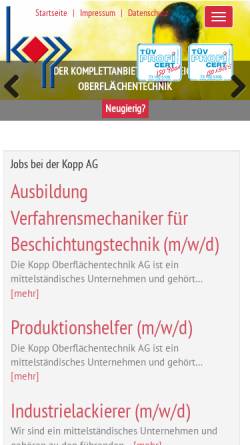 Vorschau der mobilen Webseite www.koppag.de, Kopp AG