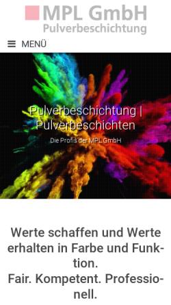 Vorschau der mobilen Webseite www.mpl-gmbh.de, MPL Metall-Pulver-Lackierung GmbH