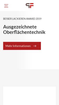Vorschau der mobilen Webseite www.pf-lack.de, P+F Lacktechnik GmbH