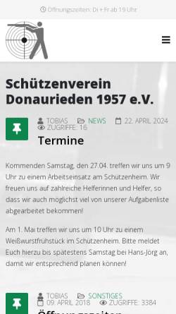 Vorschau der mobilen Webseite www.sportschuetzen-donaurieden.de, Schützenverein Donaurieden 1957 e.V.