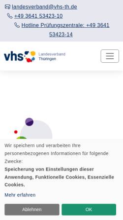Vorschau der mobilen Webseite www.vhs-th.de, Thüringer Volkshochschulverband e.V.