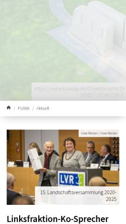 Vorschau der mobilen Webseite www.linksfraktion-lvr.de, Die Linke. Gruppe in der Landschaftsversammlung Rheinland