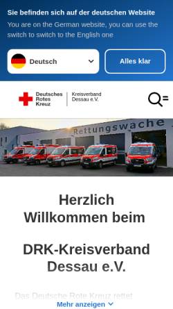 Vorschau der mobilen Webseite www.drk-dessau.de, DRK-Kreisverband Dessau e.V.