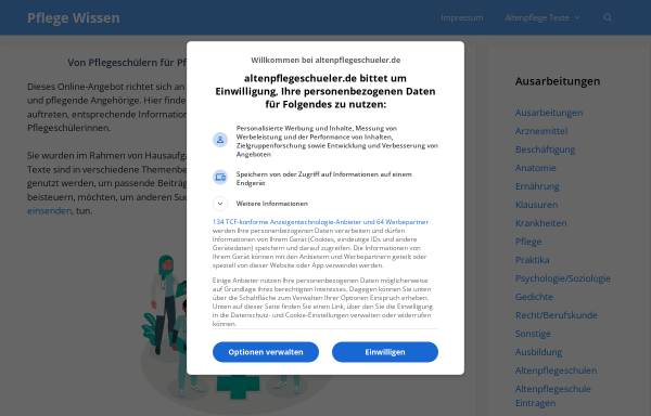 Vorschau von www.altenpflegeschueler.de, Alles rund um die Altenpflegeausbildung