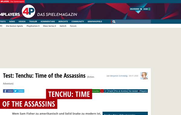 Vorschau von www.4players.de, Test zu Tenchu: Time of the Assassins bei 4players.de