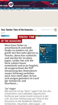 Vorschau der mobilen Webseite www.4players.de, Test zu Tenchu: Time of the Assassins bei 4players.de