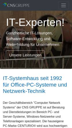 Vorschau der mobilen Webseite www.cns-gruppe.com, CNS GmbH Computer Network Systems