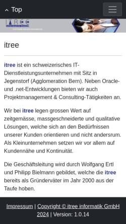 Vorschau der mobilen Webseite www.itree.ch, Itree Informatik GmbH